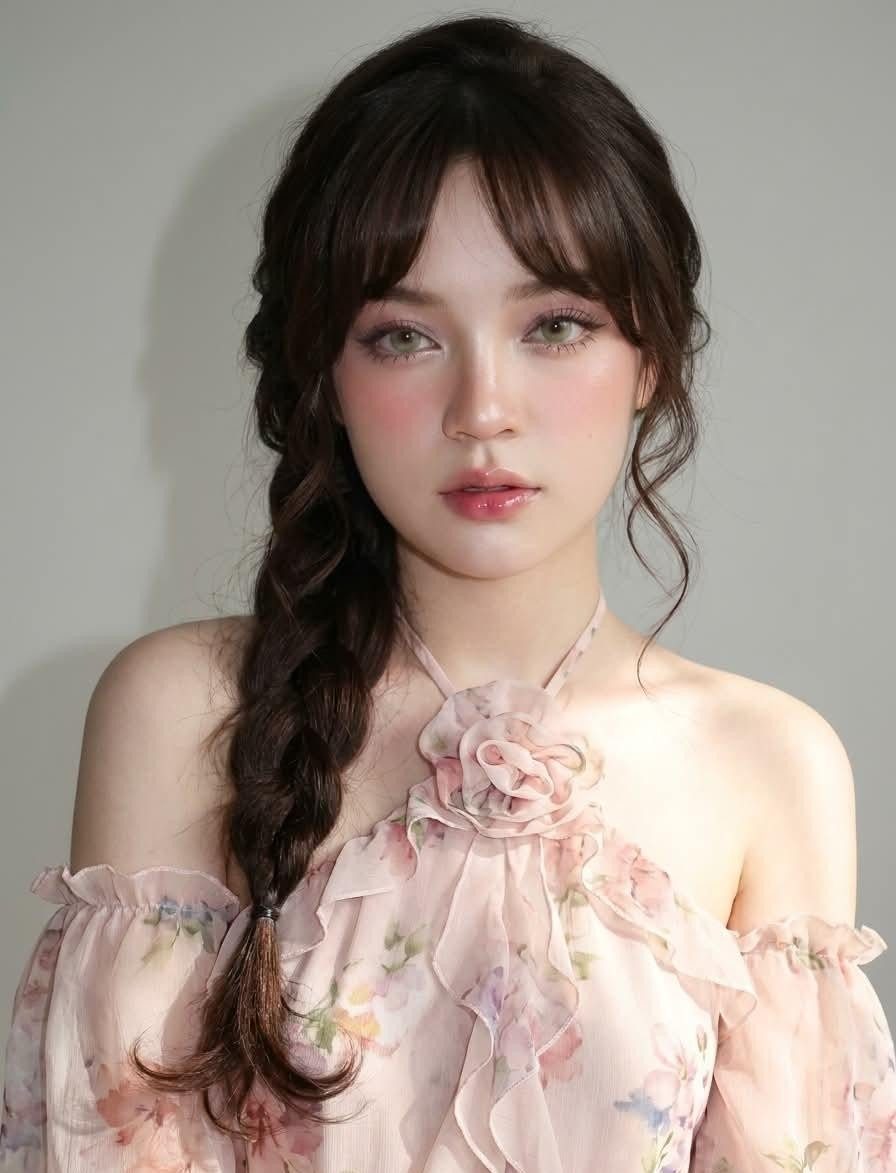 Pink floral chiffon portrait: GPT Image 2 prompt