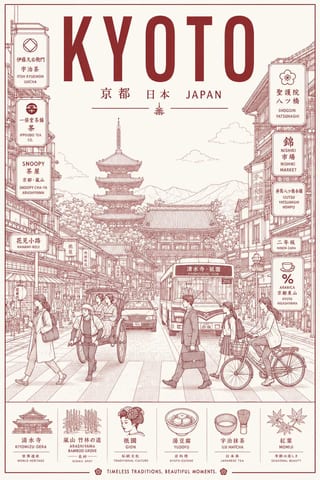 Beams-inspired Japanese line-art city poster: GPT Image 2 prompt