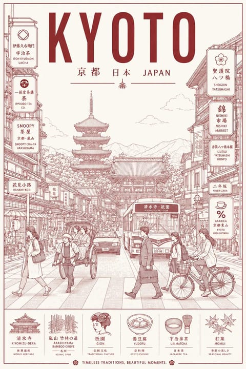 Beams-inspired Japanese line-art city poster: GPT Image 2 prompt