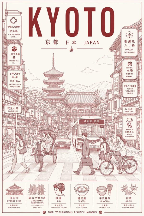 Beams-inspired Japanese line-art city poster: GPT Image 2 prompt