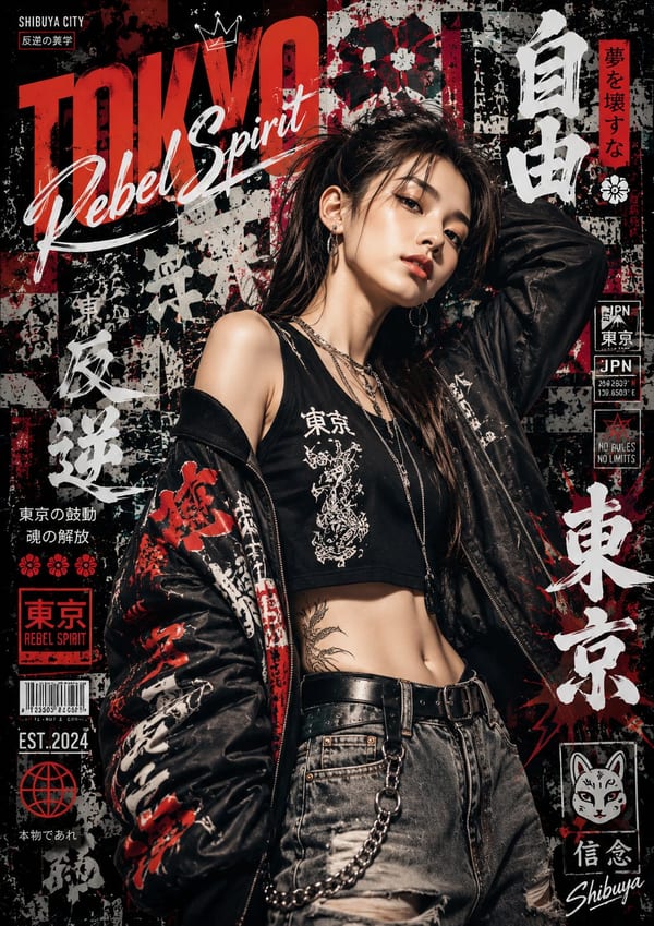 Japanese graffiti street fashion portrait poster: GPT Image 2 prompt