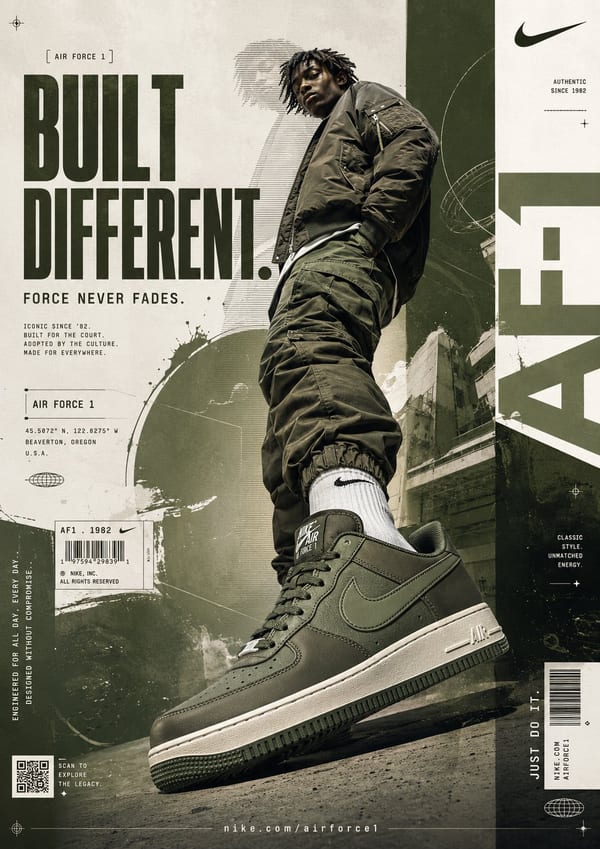 Nike Air Force 1 streetwear campaign poster: GPT Image 2 prompt