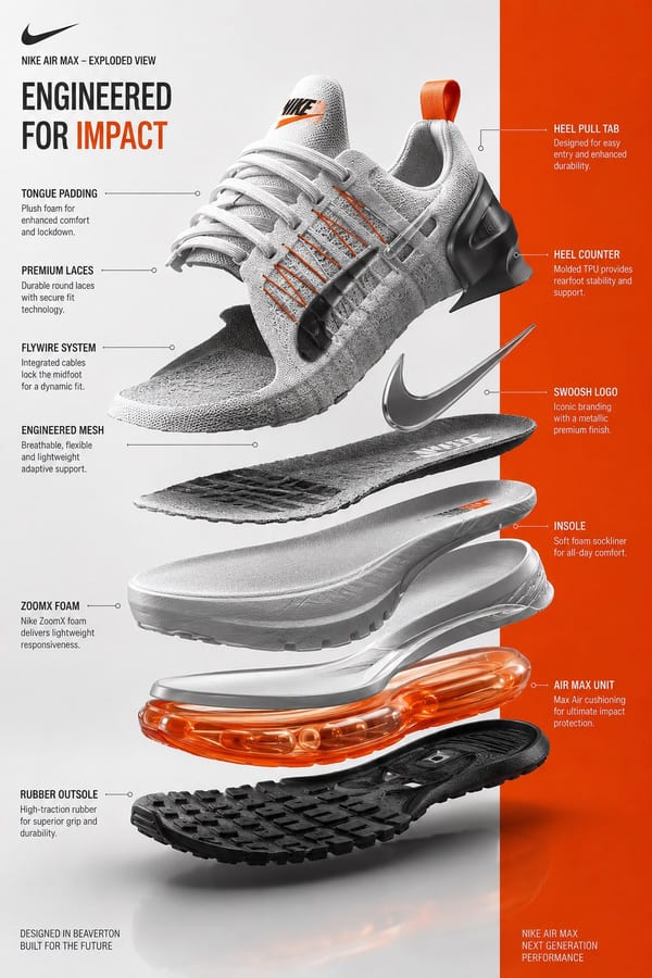 Nike sneaker exploded-view infographic: GPT Image 2 prompt