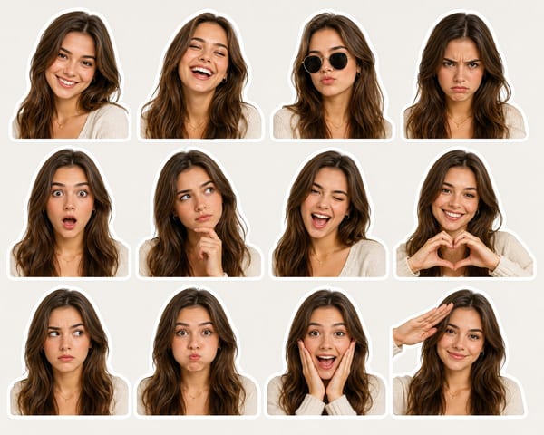 12-expression sticker pack portrait: GPT Image 2 prompt