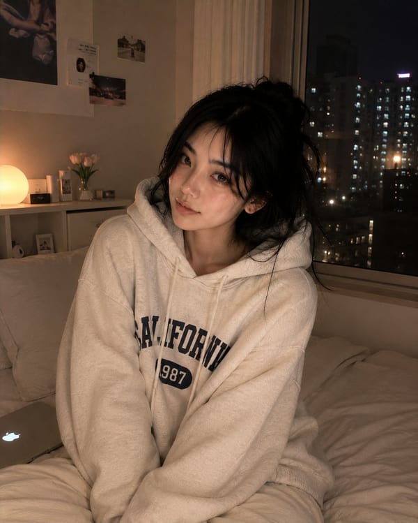 Cozy Korean bedroom night portrait: GPT Image 2 prompt