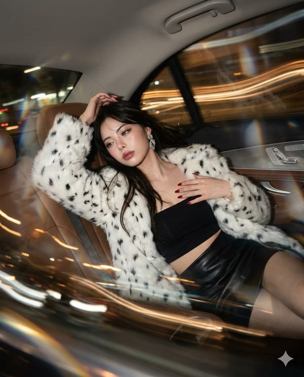 Luxury car backseat night-glam portrait: GPT Image 2 prompt