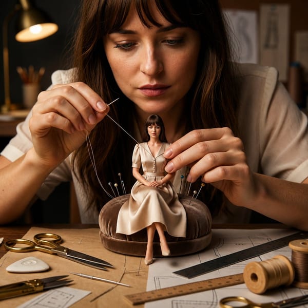 Miniature couture seamstress scene: GPT Image 2 prompt