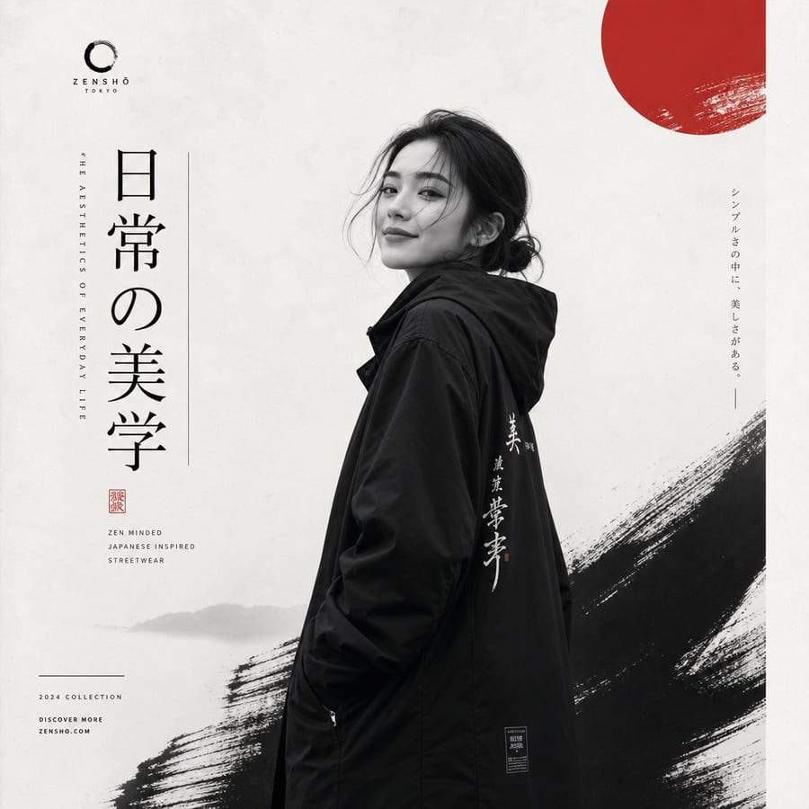 Japanese minimalist monochrome fashion poster: Bonsai Image sample