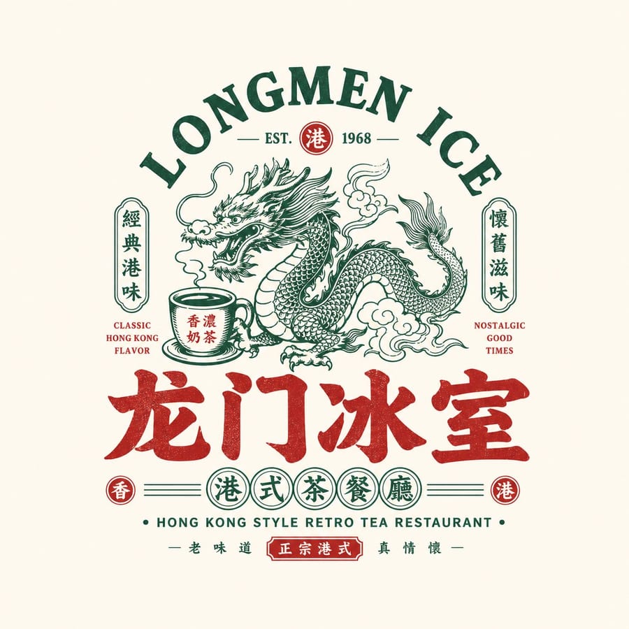 Chinese retro F&B emblem logo template: Bonsai Image sample