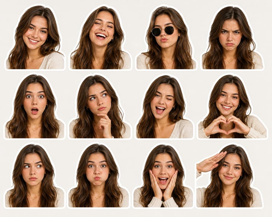 12-expression sticker pack portrait: Bonsai Image sample